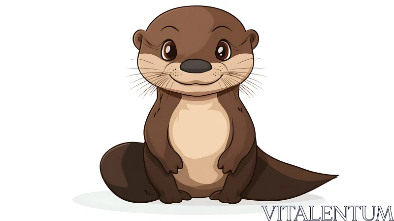 Charming Cartoon Otter Drawing AI Image