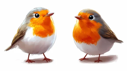 Cute Robin Birds with Vibrant Plumage