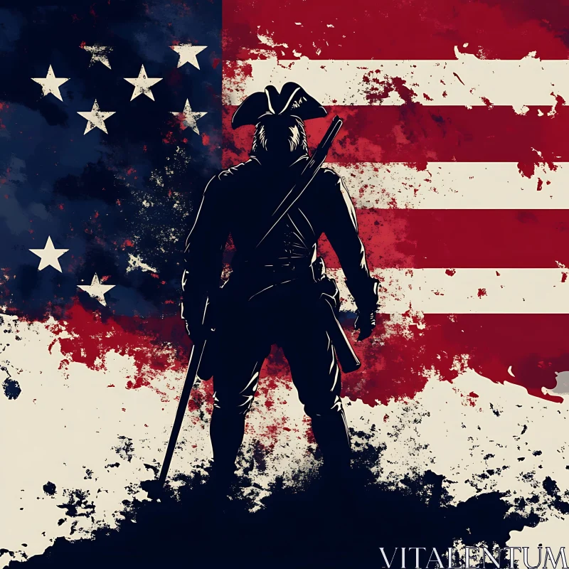 AI ART Silhouette of Revolutionary War Soldier