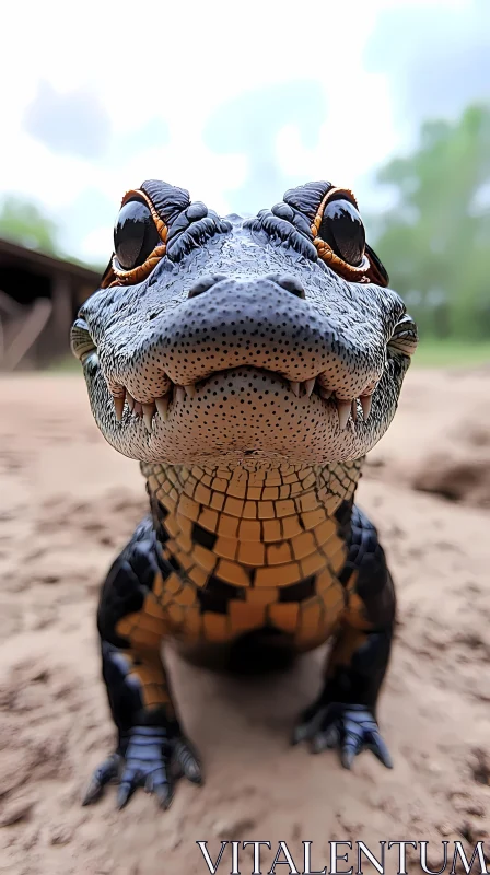 Crocodile Resting on Sand AI Image