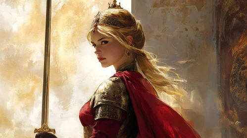 Blonde Queen with Sword in Portrait