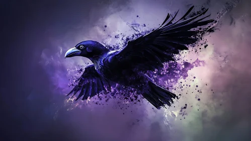 Abstract Raven in Flight