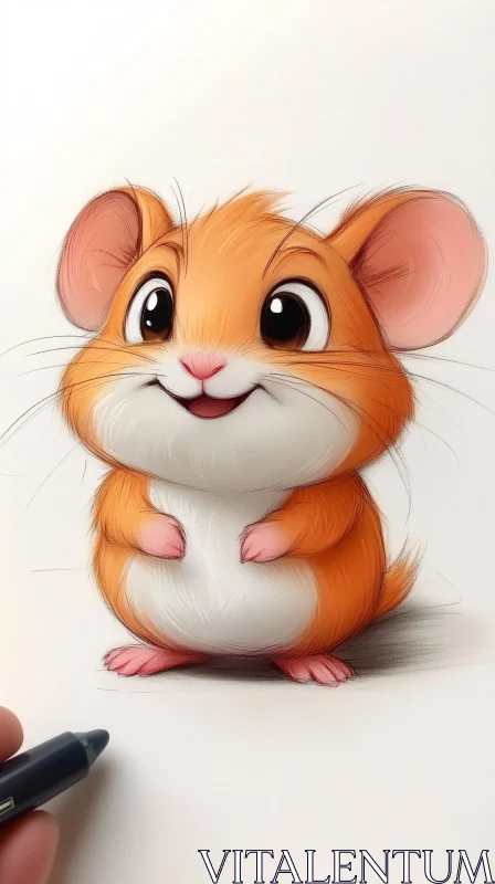 Cute Illustrated Hamster AI Image