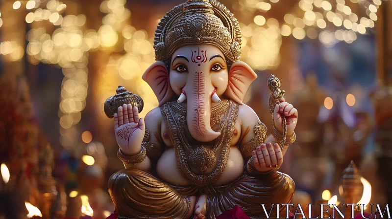 AI ART Ganesha Statue with Glowing Background