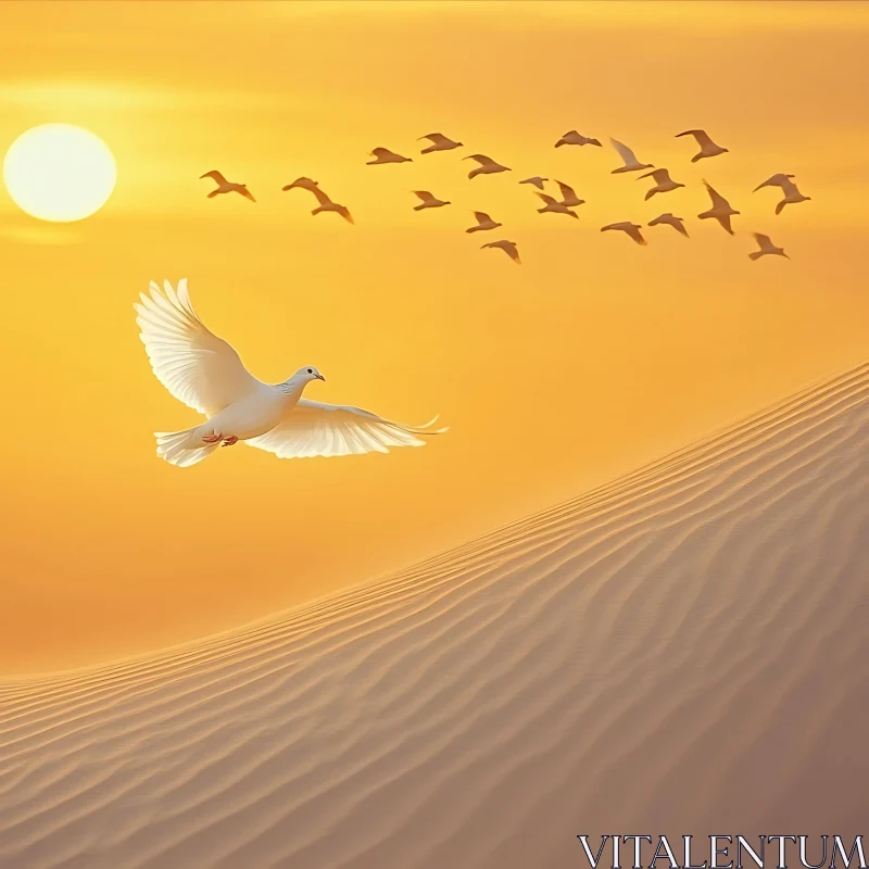 Tranquil Dove at Sunset AI Image