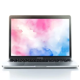 Sleek Laptop Featuring Colorful Watercolor Display