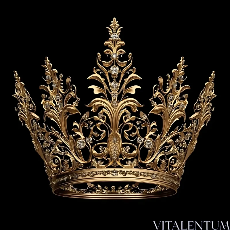 AI ART Ornate Gold Crown with Sparkling Jewels