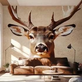 Deer Wall Mural in Contemporary Interior Decor