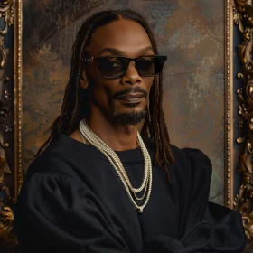 Portrait of Snoop Dogg with Artful Background