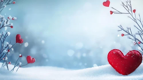 Red Hearts in Winter Wonderland