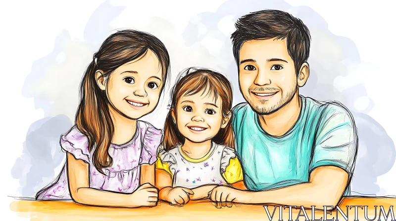 AI ART Cartoon Family Portrait: A Loving Father