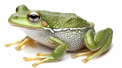 Green Frog on White Background