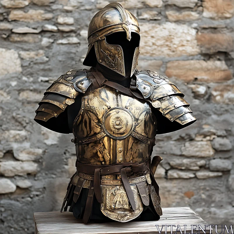 Aged Knight's Golden Protective Suit AI Image