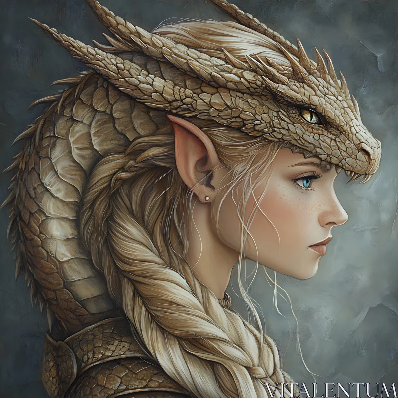 AI ART Dragon Scale Elf - Mythical Portrait