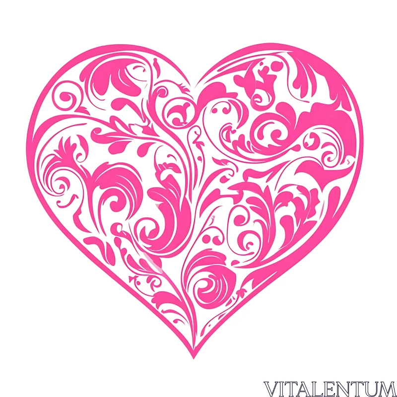 AI ART Pink Heart with Floral Details