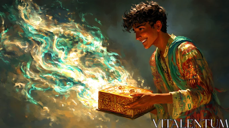 AI ART Enchanted Box and Smiling Man