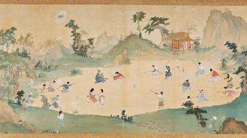 Historical Japanese Game Painting