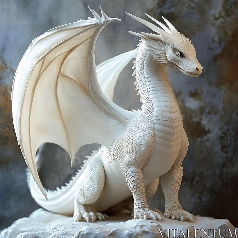 Albino Dragon Sculpture AI Image