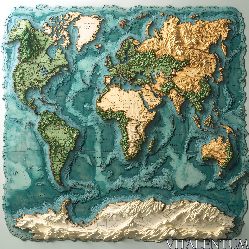 Detailed Geographic Map Sculpture AI Image