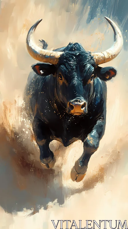 Dynamic Bull Portrait AI Image