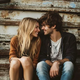 Young Couple in Love Smiling Portrait