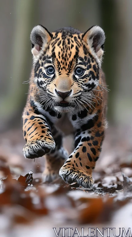 Playful Big Cat Cub in the Wild AI Image