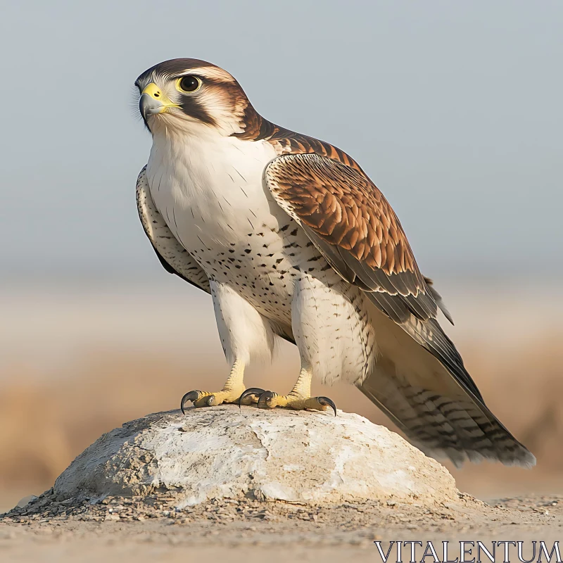 Majestic Falcon on a Stone Outcrop AI Image