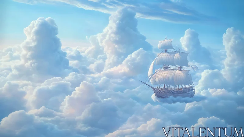 Cloud Sailing: A Ship's Journey AI Image