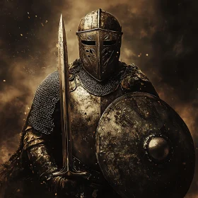 Armored Warrior with Sword and Shield