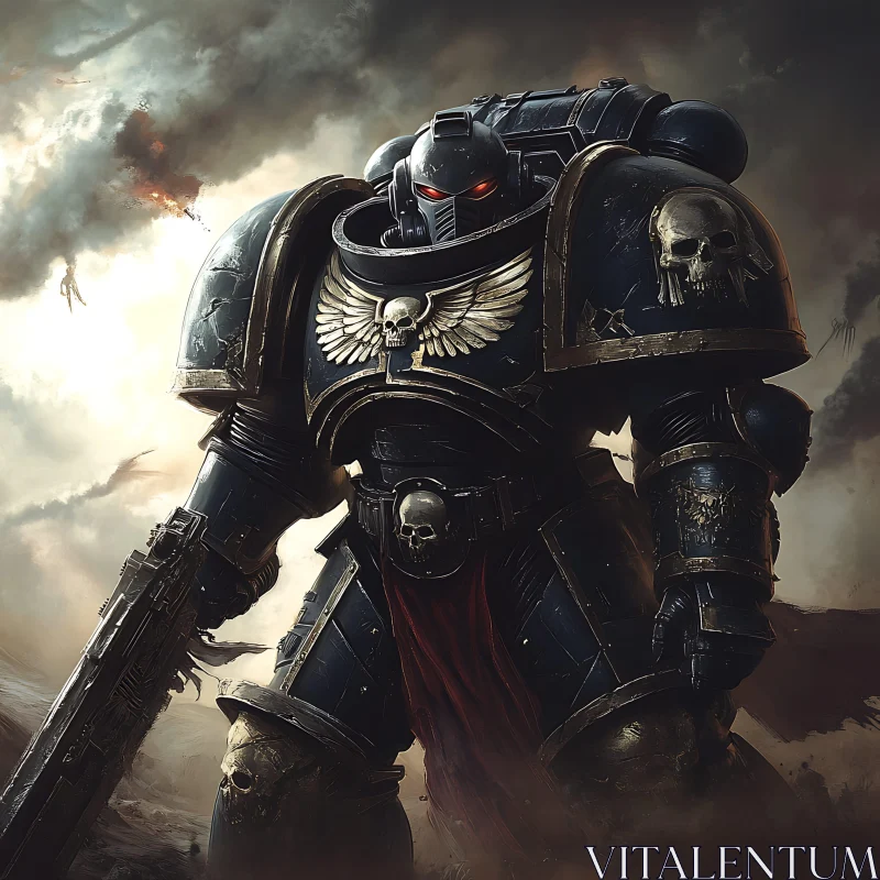 AI ART Armored Space Marine Ready for Battle