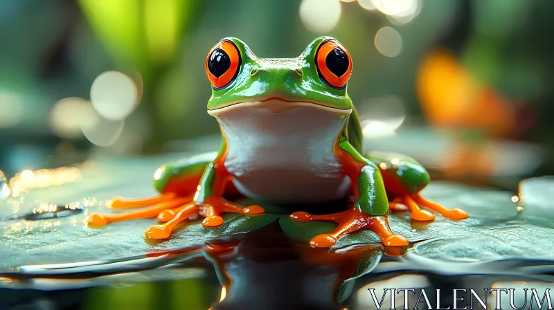 Colorful Frog in Rainforest Setting AI Image