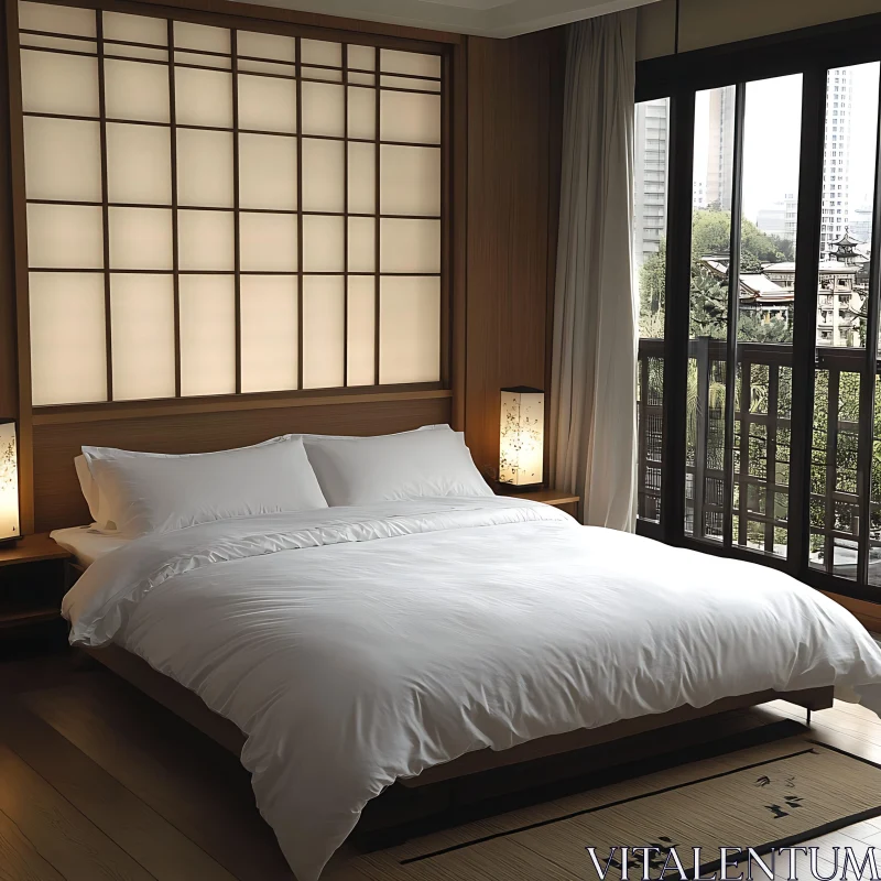 AI ART Japanese-Inspired Minimalist Bedroom Design