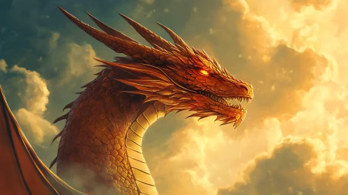 Dragon Head with Fiery Eyes