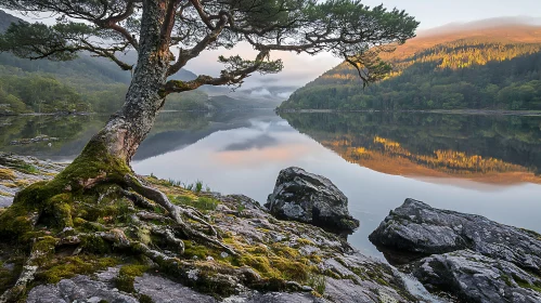 Peaceful Lakeside Morning Scene