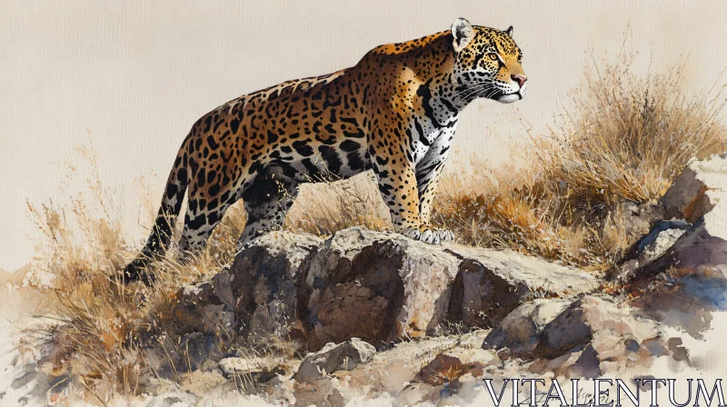 Jaguar Painting in Natural Habitat AI Image