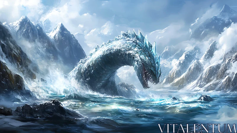 AI ART Frozen Sea Serpent: A Fantasy Scene