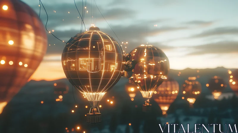 Surreal Hot Air Balloon Flight AI Image