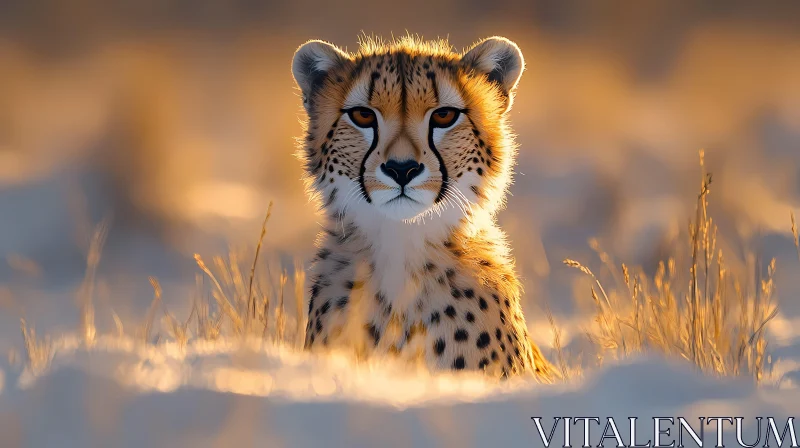 Cheetah Amongst Golden Grass AI Image