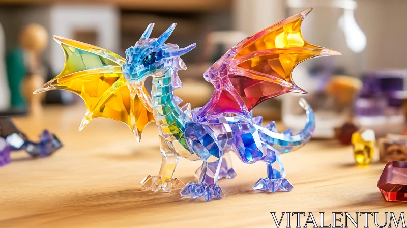 Prismatic Dragon Sculpture AI Image