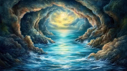 Mystical Sunlit Sea Cave