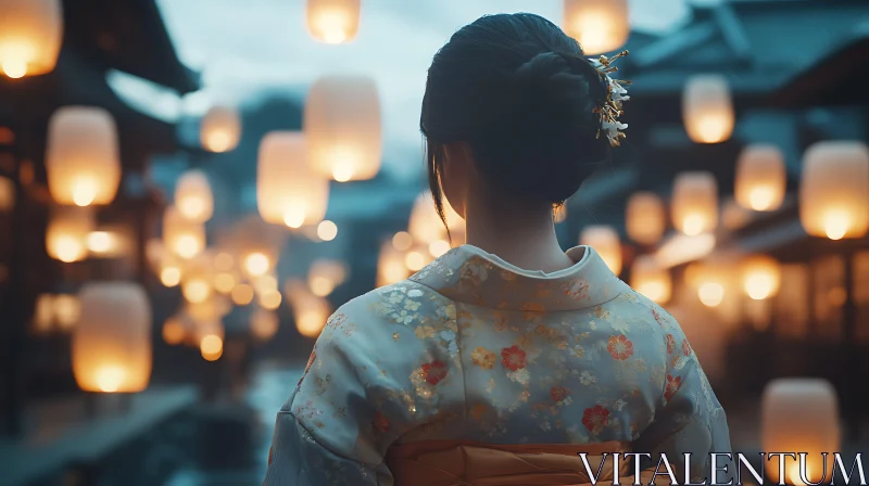 Lantern Festival: Woman in Traditional Dress AI Image