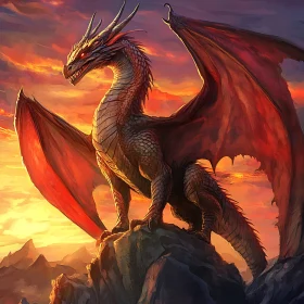 Sunset Dragon on Rocky Outcrop