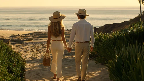 Couple on Beach at Sunset