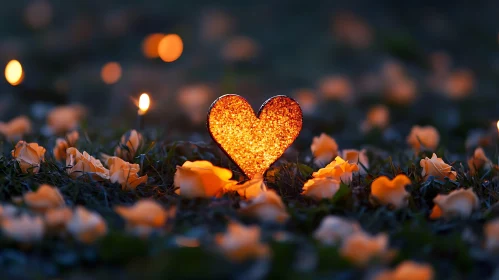 Glowing Heart with Rose Petals