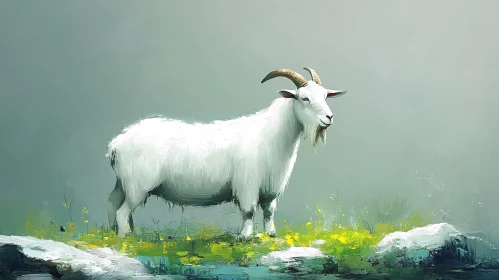 Pastoral Goat in Artistic Setting