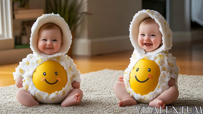 Smiling Babies with Smiley Face AI Image