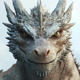 Detailed Dragon Face with Green Eyes