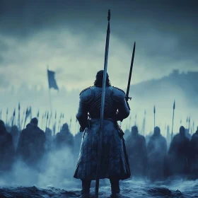 Medieval Warrior Leading Army
