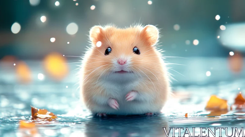 Adorable Hamster Surrounded by Autumn Leaves AI Image