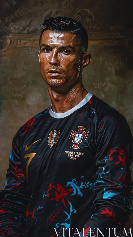 Cristiano Ronaldo Floral Jersey Portrait AI Image